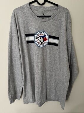 Genuine Merchandise Grey Long Sleeve Top with Navy Logo Tag